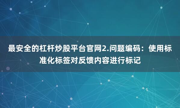 最安全的杠杆炒股平台官网2.问题编码：使用标准化标签对反馈内容进行标记